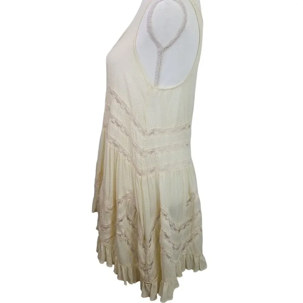 Intimately Free People SZ XS Lace Trapeze Slip Dress Tea Combo